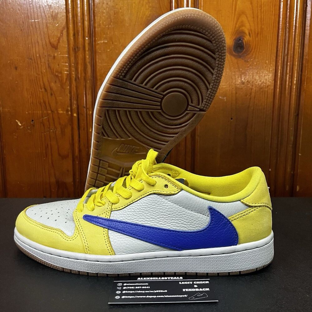 Travis Scott Jordan 1 Low Canary Yellow Blue Men’s Size 8.5 / Women 10 NO BOX
